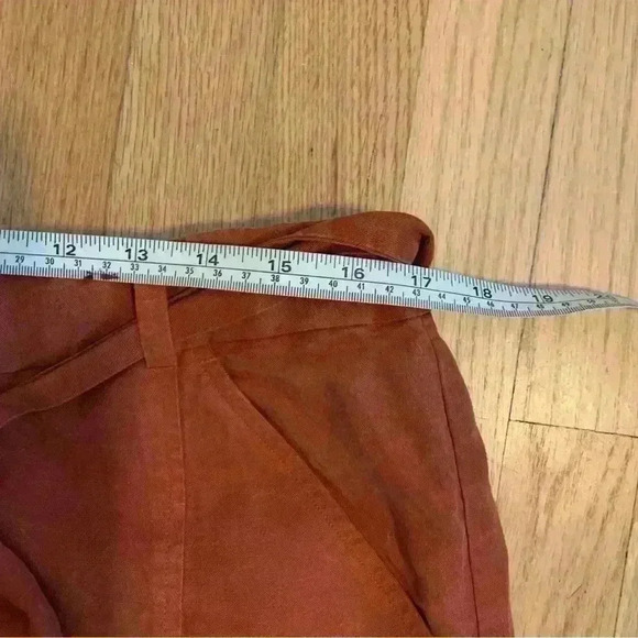 Eileen Fisher Cropped Burnt Orange Earthy Pull On Tie Waist Pants Size Medium - Picture 10 of 12